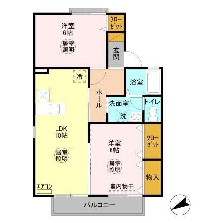 FOUNTAINI(2LDK/1階)の間取り写真
