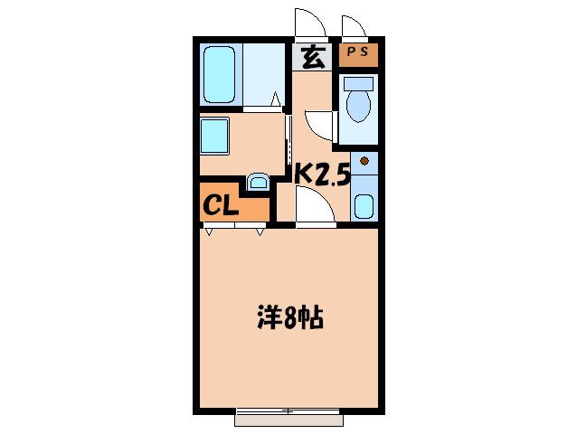 ハートヒルズ伊賀(1K/2階)の間取り写真