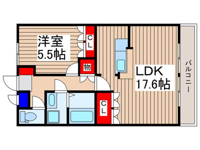 サウンドスケープ(1LDK/2階)の間取り写真