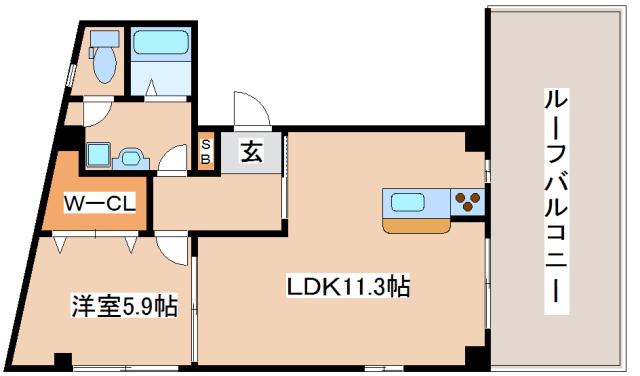 キャメロンプレイス中山手通(1LDK/4階)の間取り写真