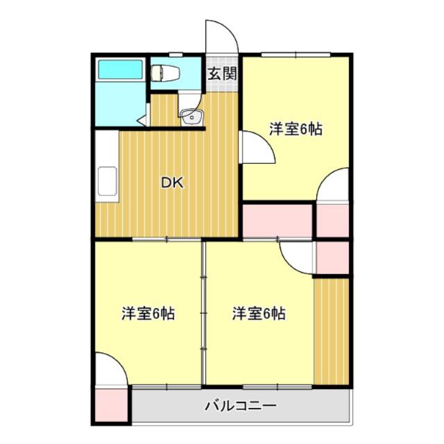 アドホックメゾン(3DK/2階)の間取り写真