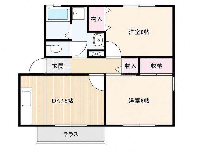 ピュアエクセレント(2DK/1階)の間取り写真