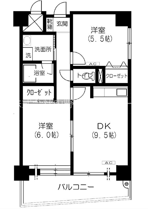 グレインズ豊玉(2DK/9階)の間取り写真