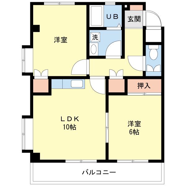 ガーデンヒルズ(2DK/2階)の間取り写真