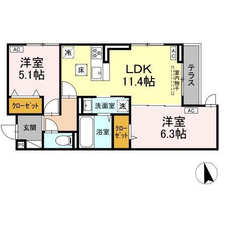 徳丸7丁目PJ(2LDK/1階)の間取り写真