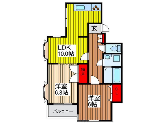 グリーンテラス・PARTⅡ(2LDK/2階)の間取り写真