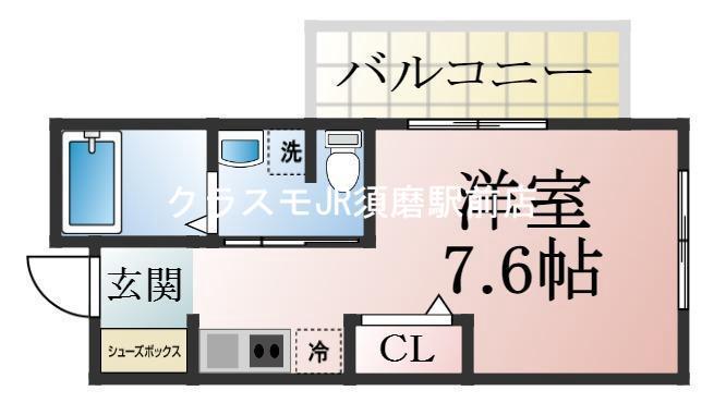 ヴィアノ須磨コルティーレ(1K/1階)の間取り写真