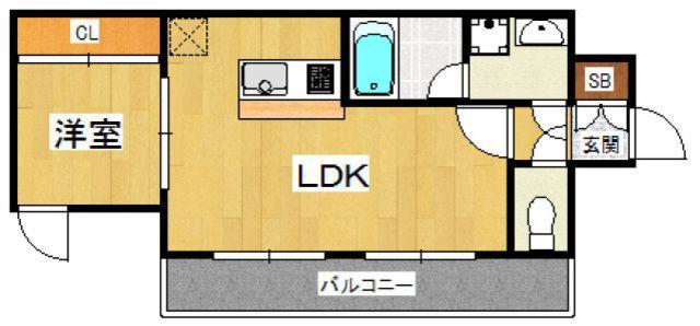 プライム香椎(1LDK/10階)の間取り写真