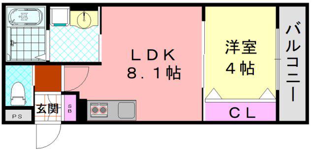 ダン・ル・ボア鳳東(1LDK/2階)の間取り写真