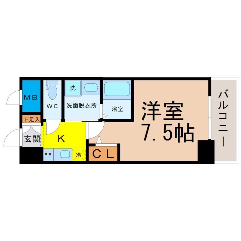 パルティール新栄(1K/4階)の間取り写真