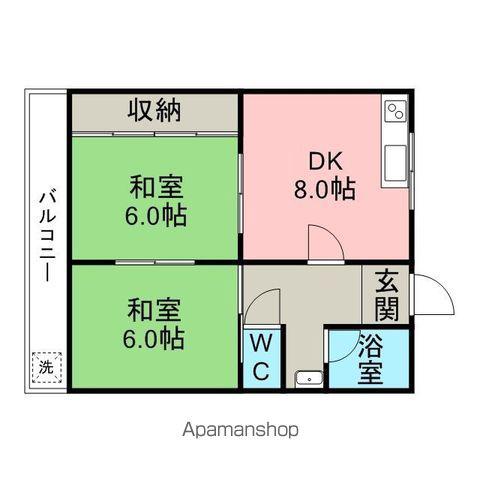 コーポ山昭(2DK/2階)の間取り写真