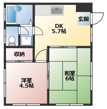 ハイツめぐむ(2DK/2階)の間取り写真