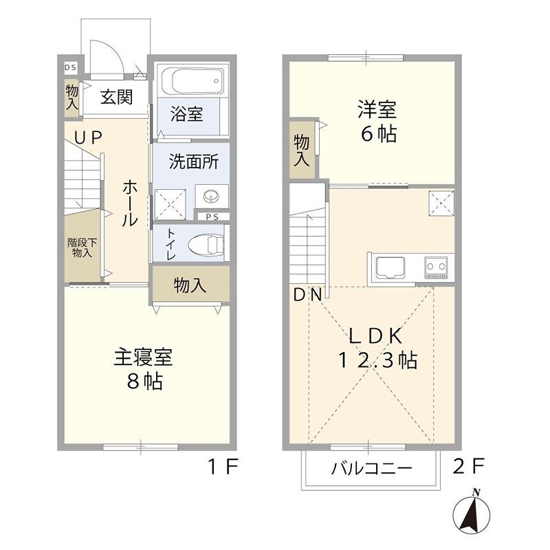 フォーシーズン蘇我弐番館(2LDK/2階)の間取り写真