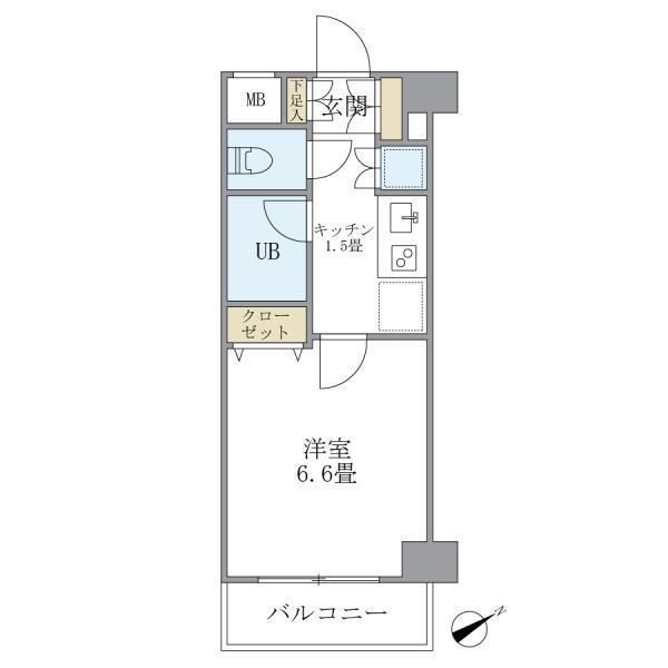 KDXレジデンス西新宿(1K/2階)の間取り写真