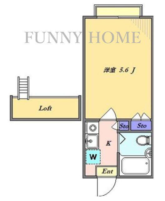 メイセー三軒茶屋II(1K/2階)の間取り写真