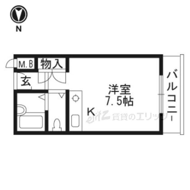 光栄ハイツ古曽部(ワンルーム/3階)の間取り写真