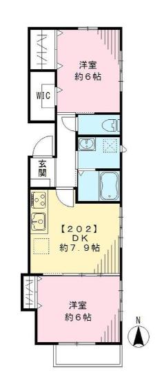 ルーチェ ソラーレ(2DK/2階)の間取り写真