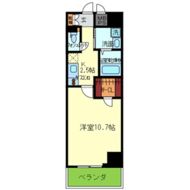 リヴェール綾堀川(1K/4階)の間取り写真