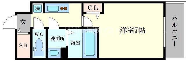ファステートNAMBA華月(1K/3階)の間取り写真