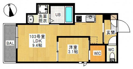 GRANDTIC ARK(1LDK/1階)の間取り写真