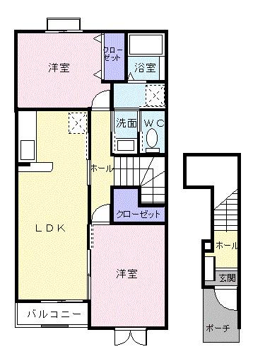 フォルトーナI(2LDK/2階)の間取り写真