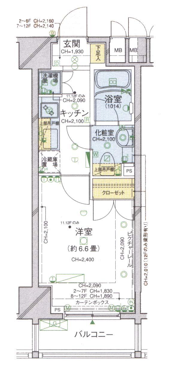 パレステュディオ麹町(1K/9階)の間取り写真