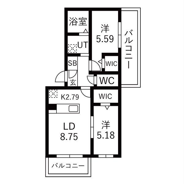 ELITE BASE HOPE II(2LDK/4階)の間取り写真