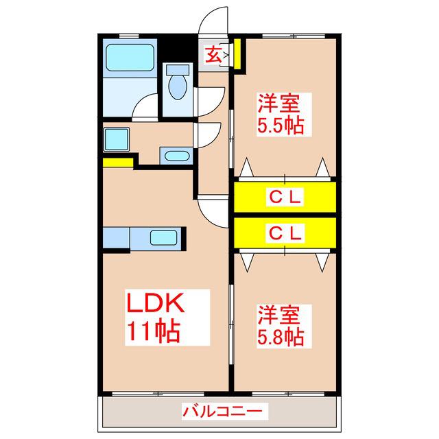 レジデンス田上(2LDK/2階)の間取り写真