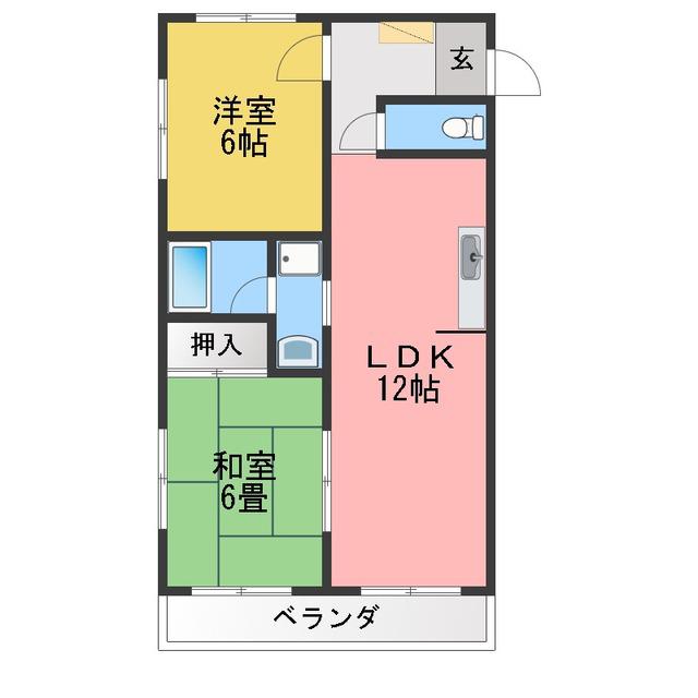 グレース浦安(2LDK/1階)の間取り写真