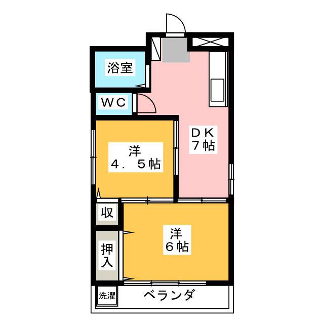 本橋マンション(2DK/3階)の間取り写真