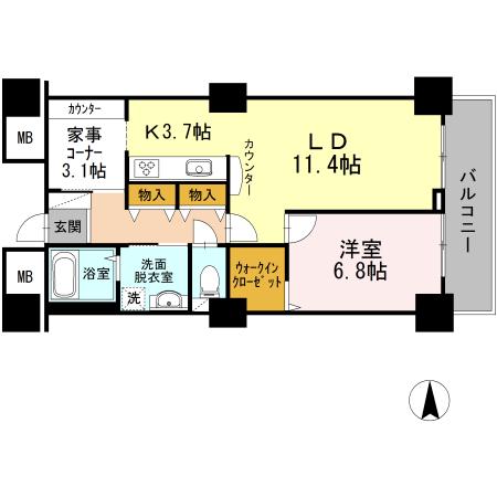 品川シーサイドビュータワーII(1LDK/9階)の間取り写真