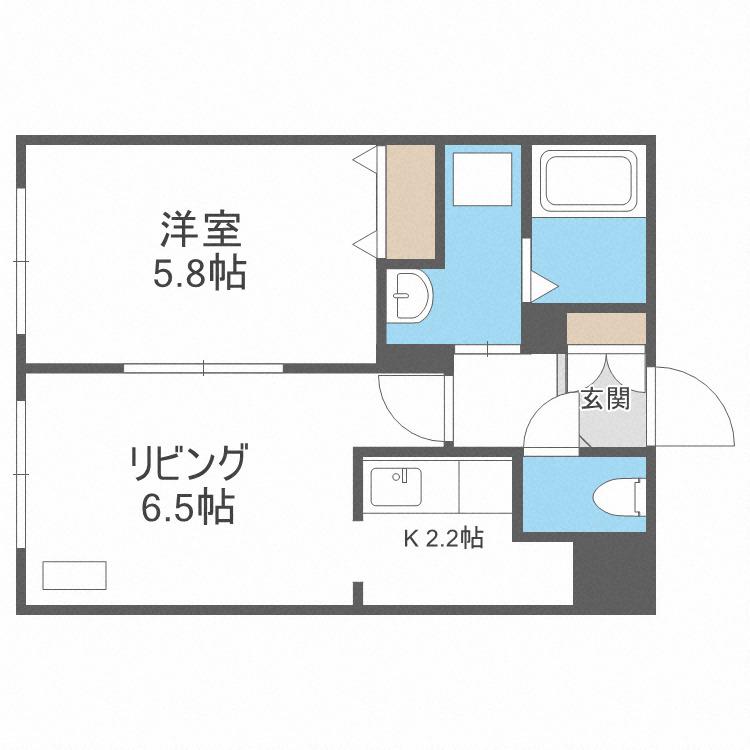 コンパートメントノースワン(1LDK/1階)の間取り写真