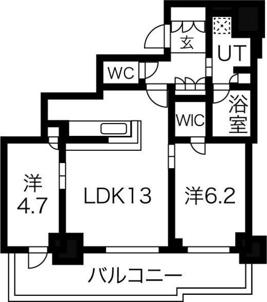シエリアタワー大阪堀江(2LDK/9階)の間取り写真