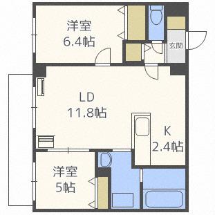 PRESIDENCE西町(2LDK/4階)の間取り写真