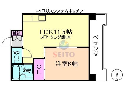トゥリオーニ豊中南(1LDK/4階)の間取り写真