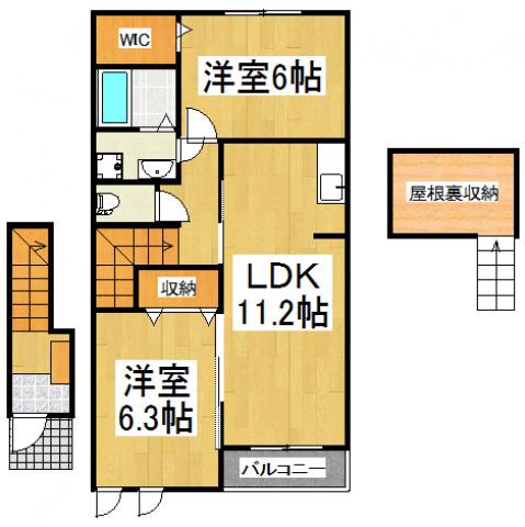 マルクパージュ(2LDK/2階)の間取り写真