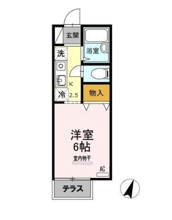 ドルフ北烏山D(1K/1階)の間取り写真