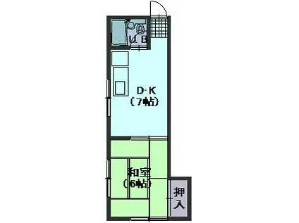 フラットイン東山(1DK/2階)の間取り写真
