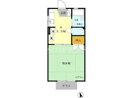 コンフォールUMINO(1K/1階)の間取り写真