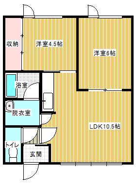 飛田ハイツA棟(3LDK/1階)の間取り写真