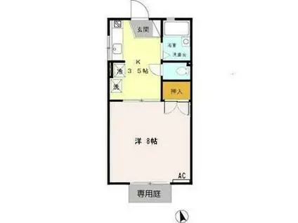 コンフォールUMINO(1K/1階)の間取り写真