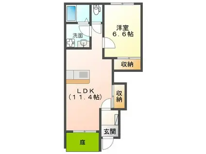 エクシードI(1LDK/1階)の間取り写真