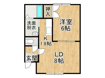 ハイツTOMO(1LDK/2階)の間取り写真