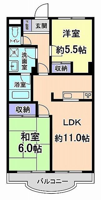 ブリージングタウンエミネンス(2LDK/2階)の間取り写真