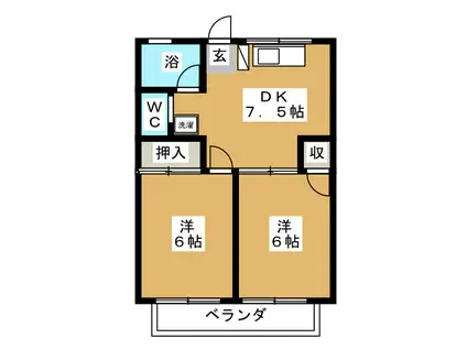 サンライズパレス2(2DK/2階)の間取り写真