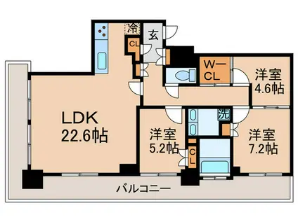 リエトコートアルクスタワー(3LDK/25階)の間取り写真