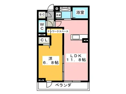 ステラ美光(1LDK/3階)の間取り写真