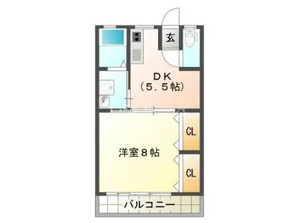 藤代ビル(1DK/3階)の間取り写真