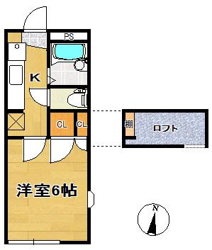 エアリーヒルズ(1K/1階)の間取り写真