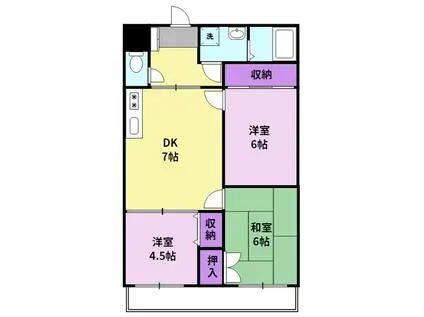 合川ビレッジⅠ(3DK/3階)の間取り写真